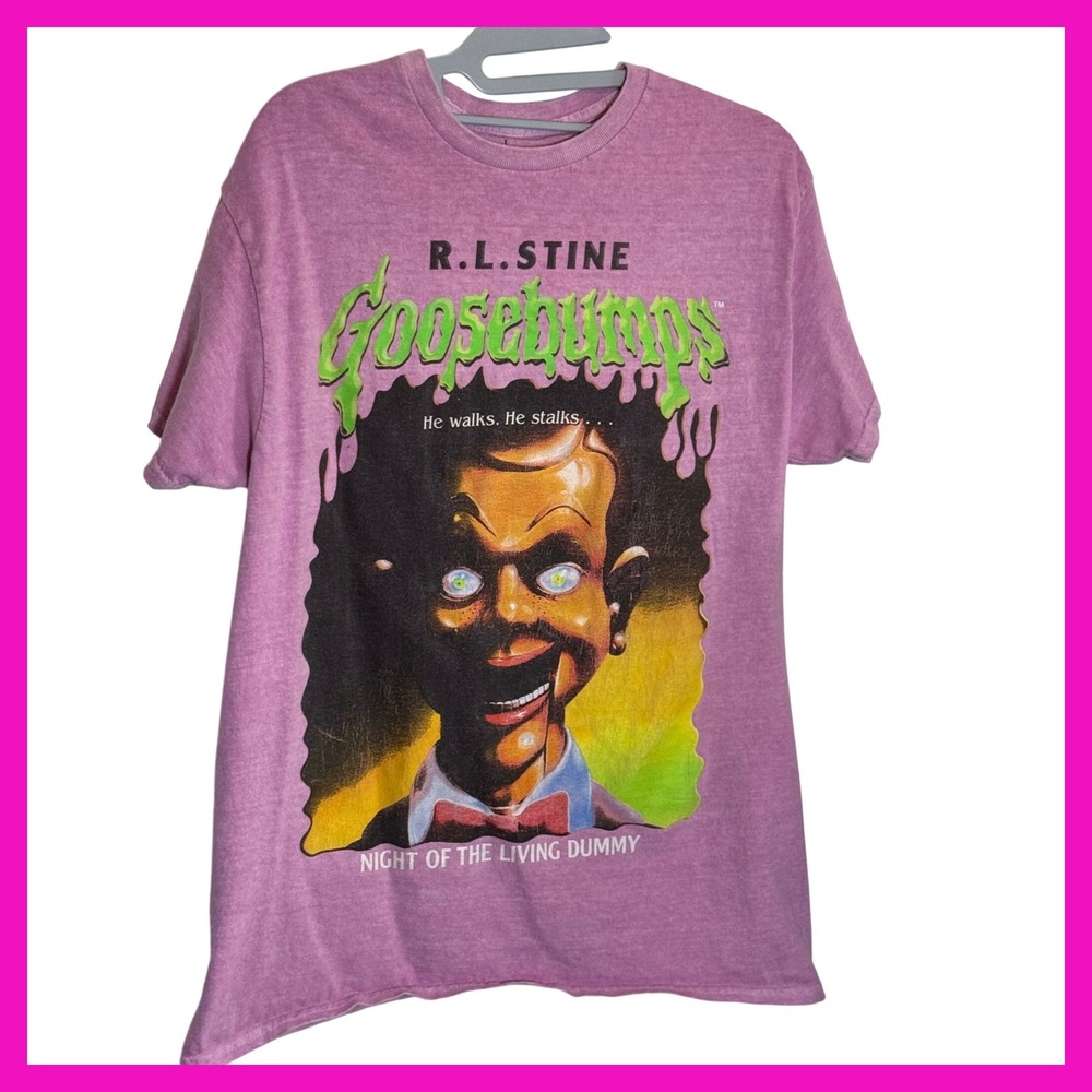 Goosebumps RL Stine Night of the Living Dummy Slappy Purple Graphic T-Shirt Mens
